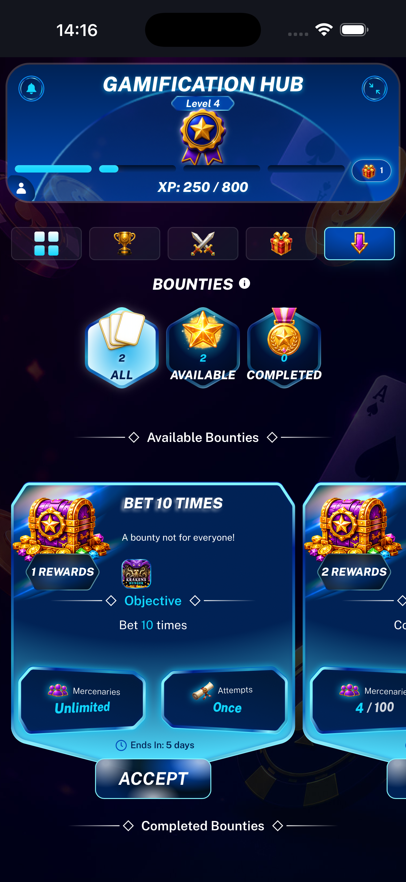 Bounties landing page displayed on a mobile phone